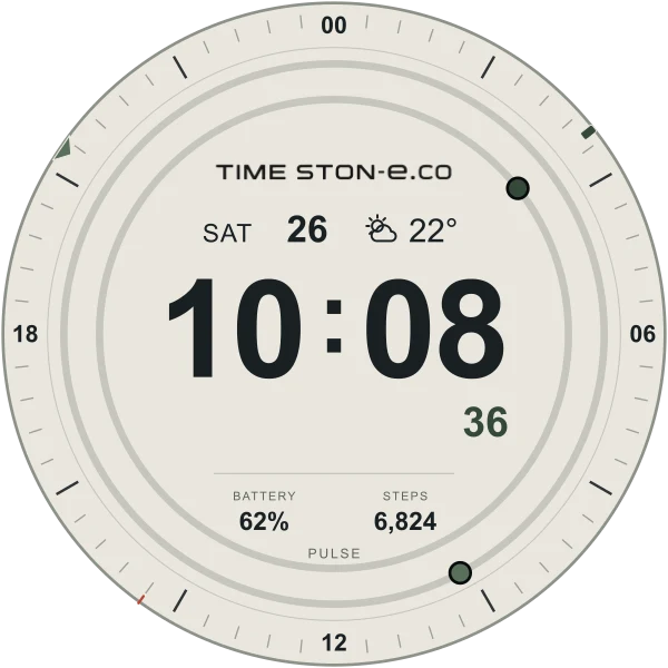 PAPER PULSE with circular day and minute tracks