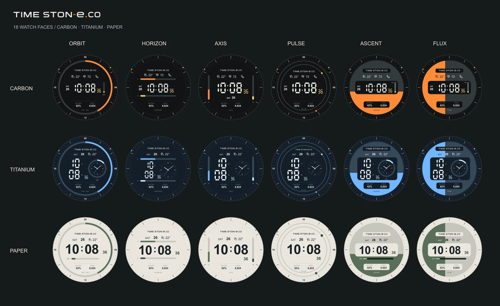 All 18 TIME STON-e watch face designs